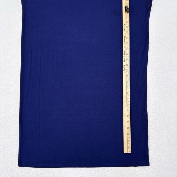 Eileen Fisher Dress Size Medium Blue Shirt Jersey Shift Sleeveless Stretchy - Picture 6 of 6